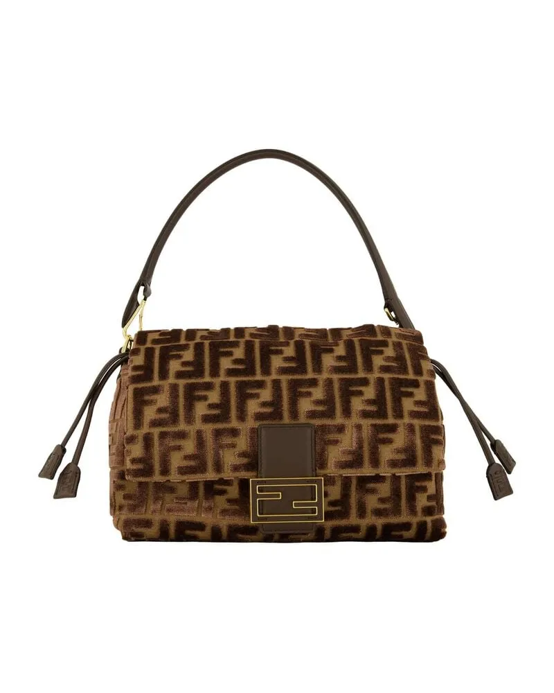 Fendi Damen Henkeltasche MAMMA BAGUETTE ZUCCA VELVET Braun