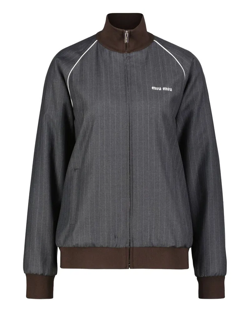 Miu Miu Damen Blousonjacke aus Wolle Anthrazit