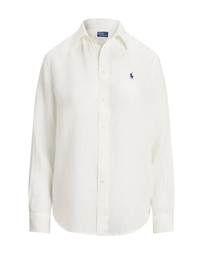 Ralph Lauren Damen Leinenbluse Classic Fit White