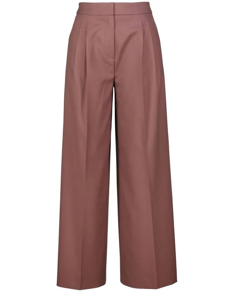 HUGO BOSS Damen Bundfaltenhose HORESA Relaxed Fit Braun