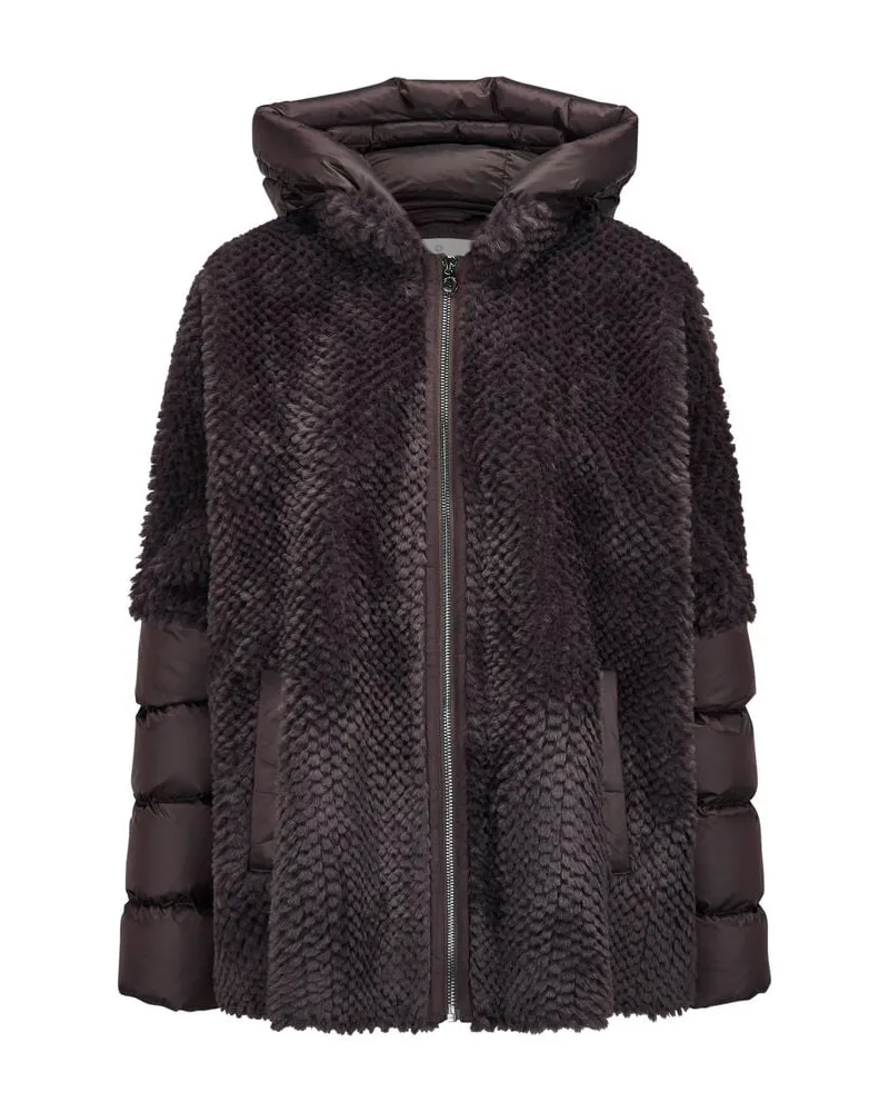 Milestone Damen Kapuzenjacke mit Kunstfell und Steppdetails MSWEGA Braun