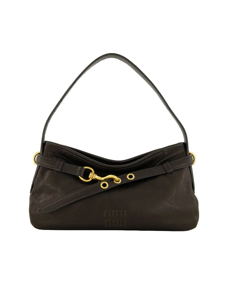 Miu Miu Damen Schultertasche aus Nappaleder AVENTURE Schwarz