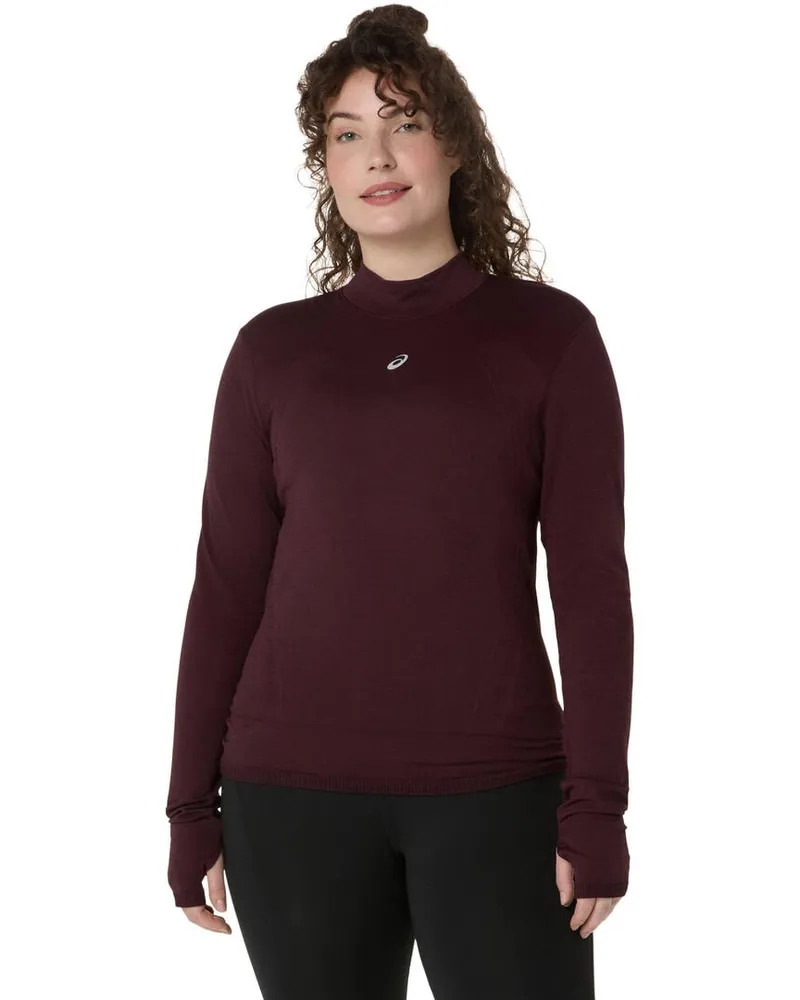 Asics Damen Laufshirt ROAD WINTER SEAMLESS LS Bordeaux