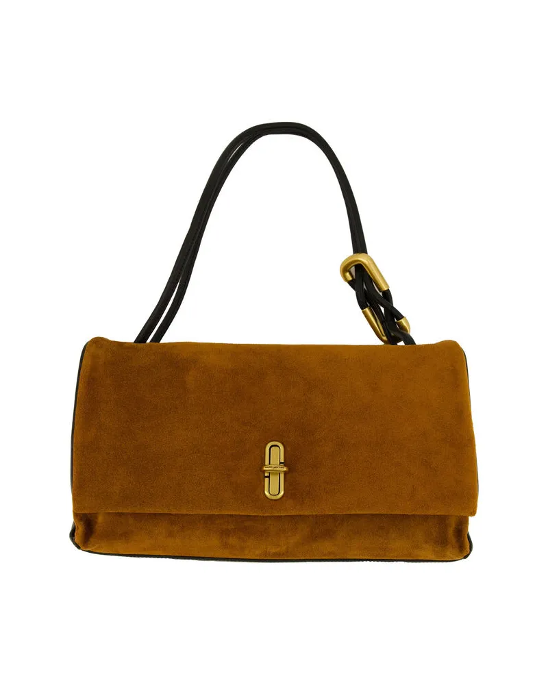 Marc Jacobs Damen Schultertasche THE SUEDE LARGE DUAL Nougat