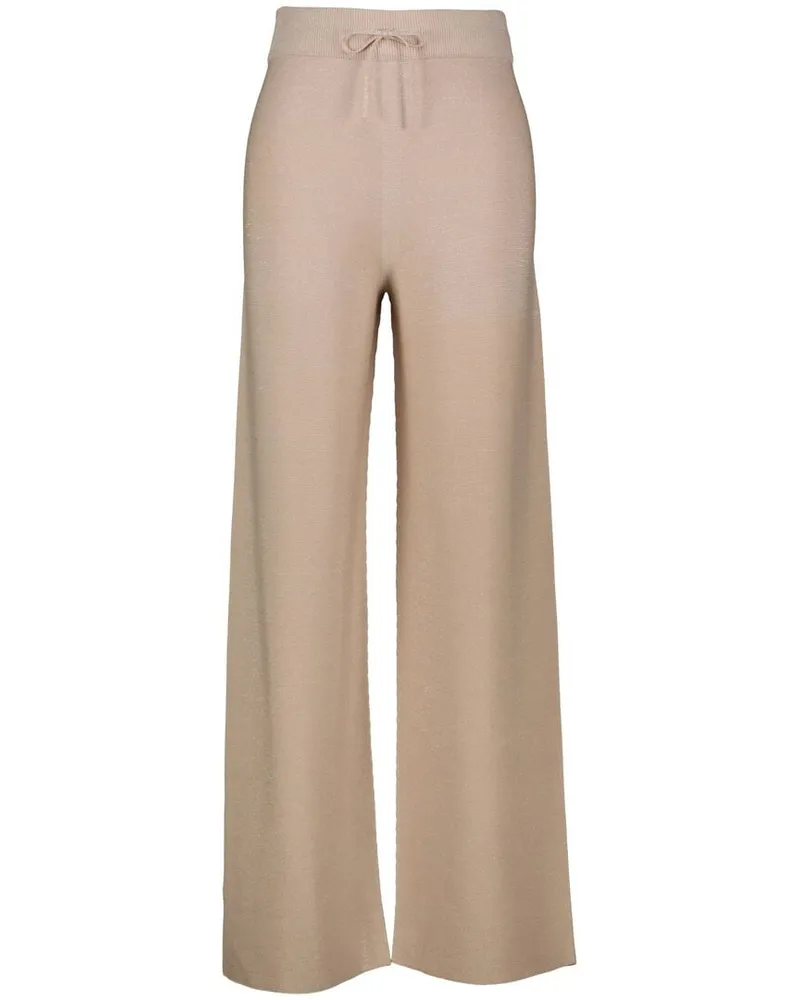 Fabiana Filippi Damen Strickhose mit Baumwolle und Viskose Wide Fit Sand