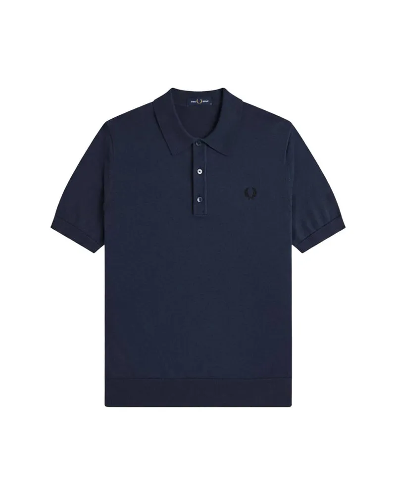 Fred Perry Herren Strickpoloshirt aus Baumwolle COTTON KNITTED SHIRT Indigo