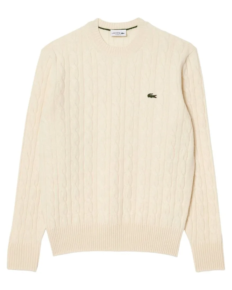 Lacoste Herren Pullover mit Zopfstrick Offwhite