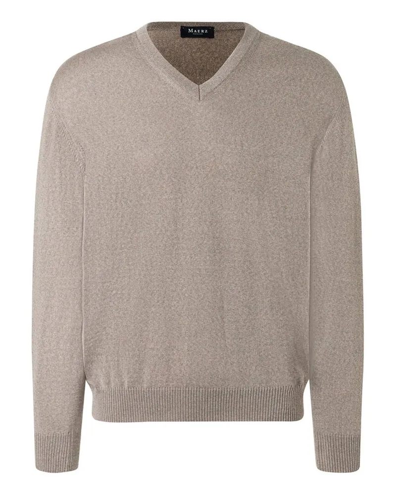 Maerz Herren Strickpullover aus Schurwolle Classic Fit Braun