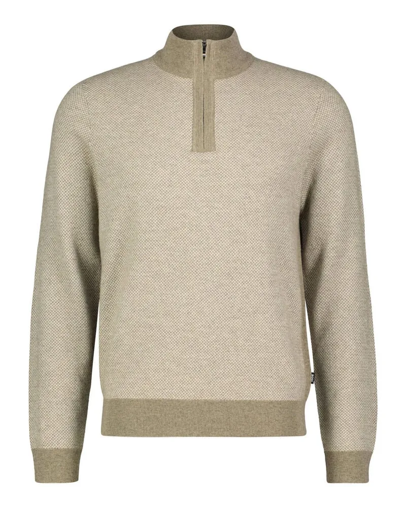 HUGO BOSS Herren Strickpullover aus Woll-Mix Nougat