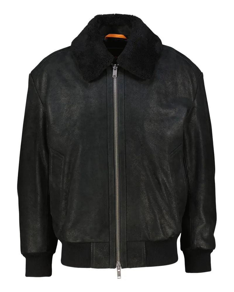 HUGO BOSS Herren Lederblouson JONIER Schwarz