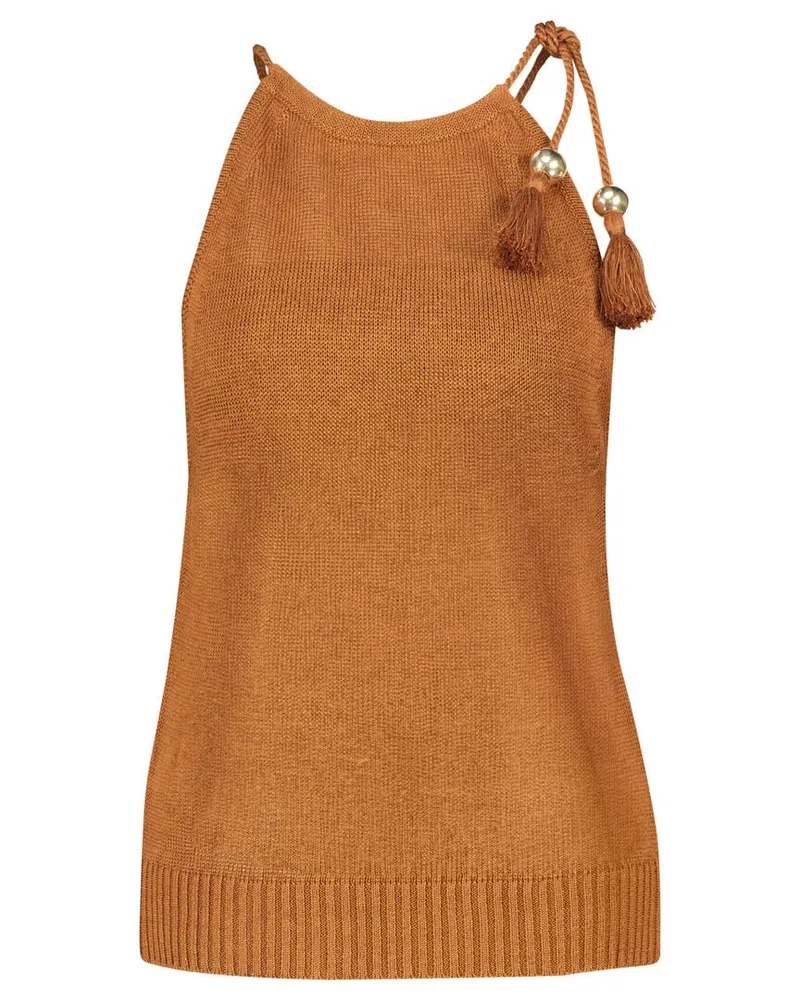 Max Mara Damen Top MORIANA aus Leinen Braun