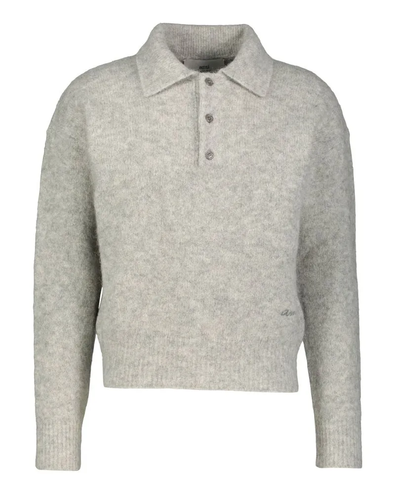 AMI Paris Herren Strickpullover mit Alpaka und Merinowolle Grau