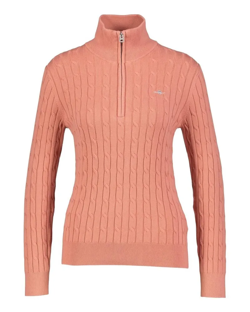 Gant Damen Strickpullover mit Troyer-Kragen Rost