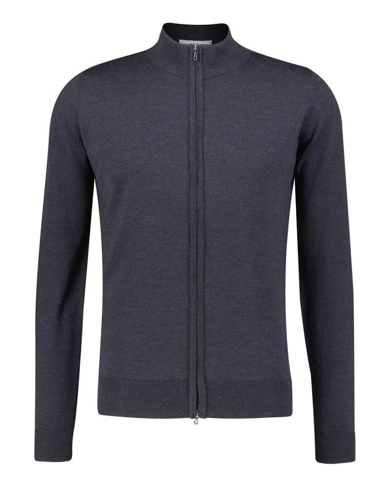 John Smedley Herren Strickjacke CLAYGATE aus Wolle Anthrazit