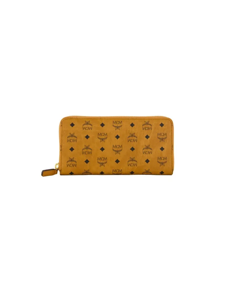 MCM Damen Portemonnaie mit Rundumreißverschluss AREN VISETOS Vanille