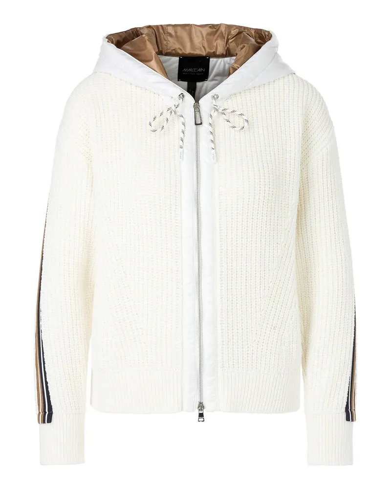 Marc Cain Damen Strickjacke mit Kapuze Weiss