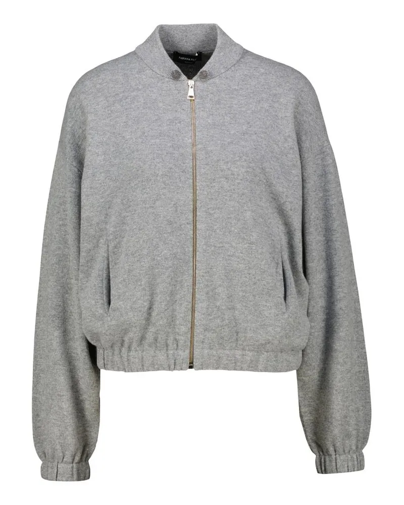 Fabiana Filippi Damen Strickblouson mit abnehmbaren Schmuckknöpfen Grau