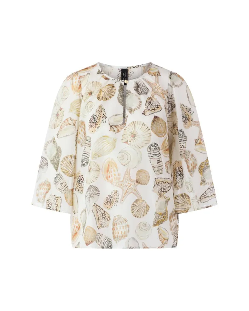 Marc Cain Damen Bluse aus Seiden-Baumwoll-Mix Weiss