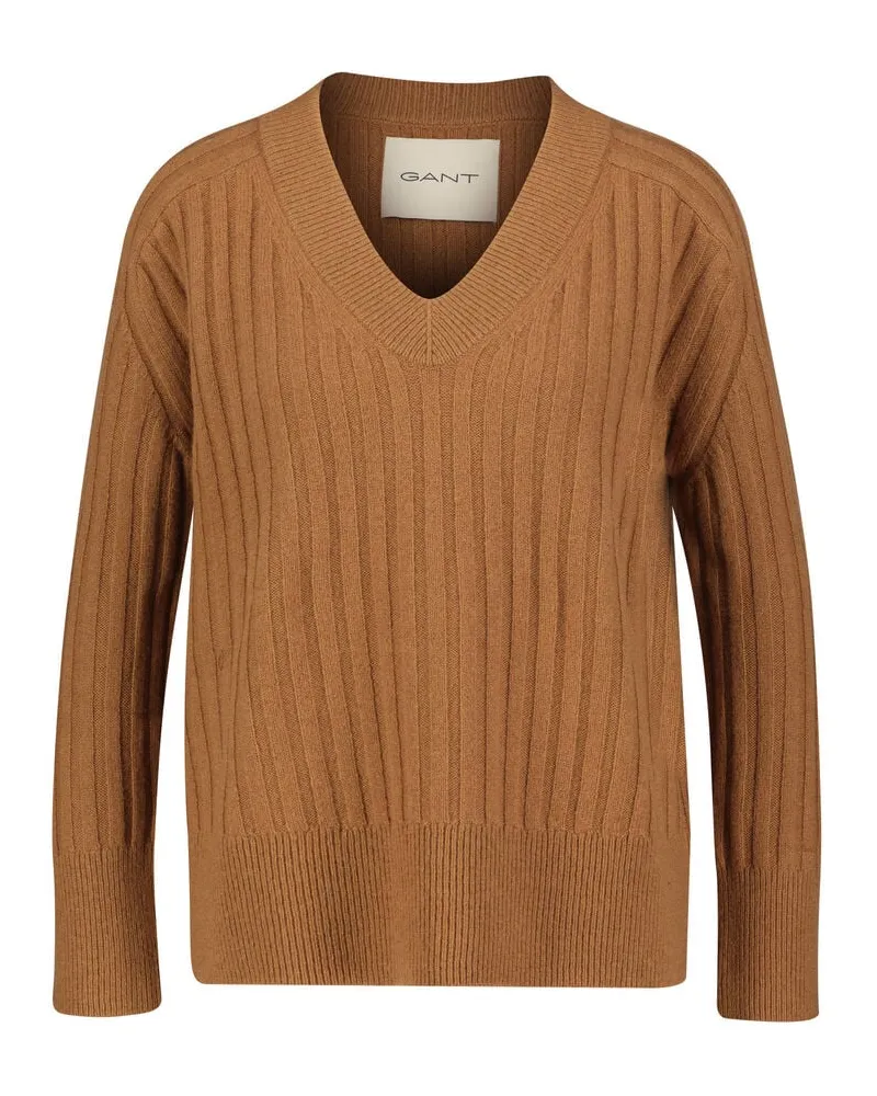 Gant Damen Pullover mit V-Ausschnitt Braun
