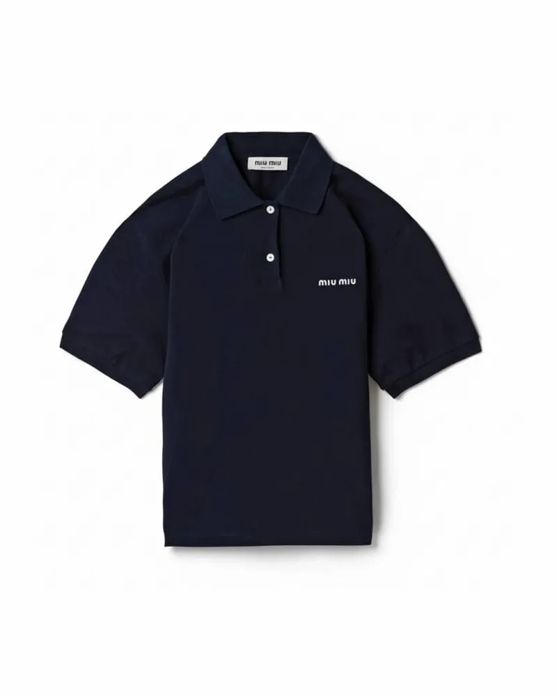 Miu Miu Damen Poloshirt aus Baumwolle Marine