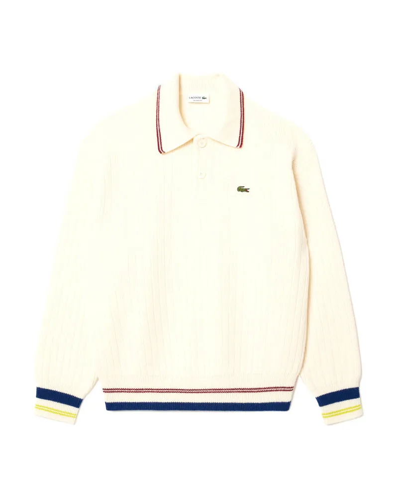 Lacoste Herren Strickpullover aus Wolle Offwhite