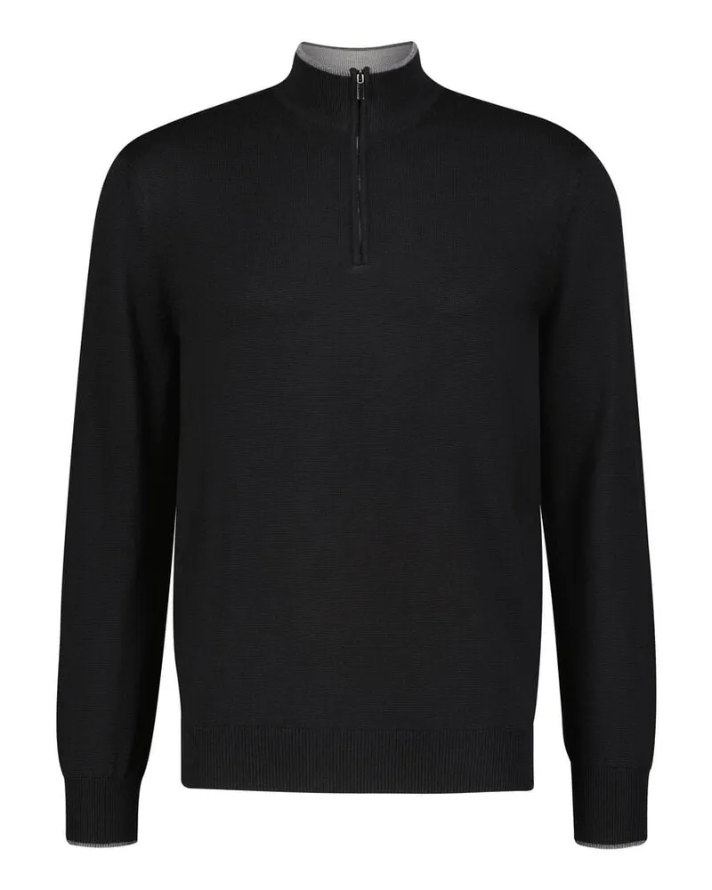 Paul & Shark Herren Strickpullover aus Wolle mit Seide Schwarz