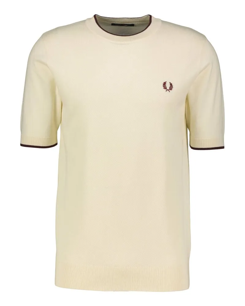 Fred Perry Herren Strickshirt aus Baumwollpiqué Ecru