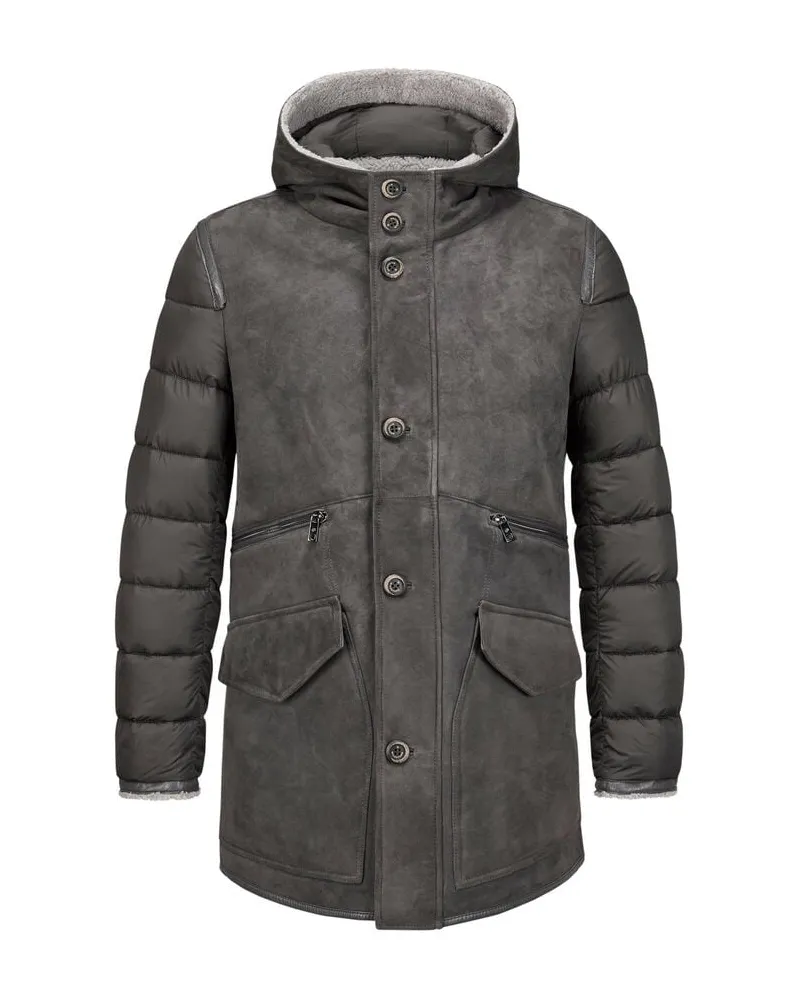 Milestone Herren Lederjacke MSEMMERSON Regular Fit aus Leder Grau