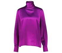Damen Seidenbluse mit hohem Kragen Regular Fit