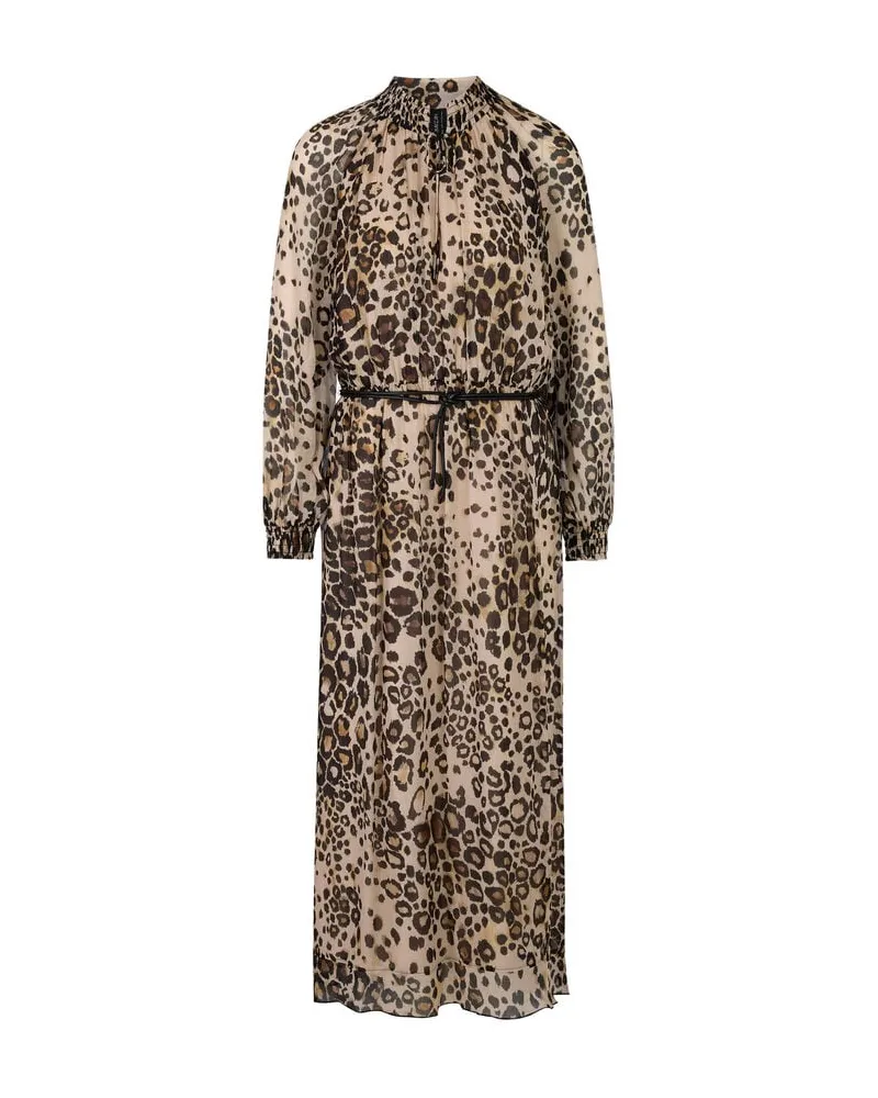 Marc Cain Damen Maxi-Kleid mit Leo-Print Capuccino