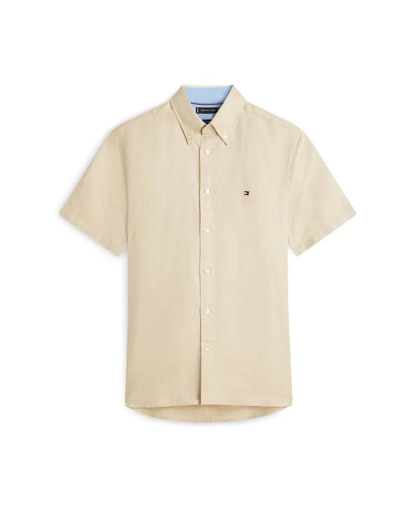 Tommy Hilfiger Herren Hemd aus Leinen-Baumwoll-Mix Sand