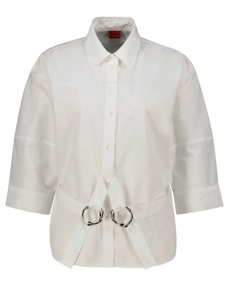 HUGO BOSS Damen Hemdbluse ETIERA Regular Fit Weiss