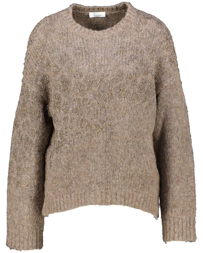 Princess goes Hollywood Damen Strickpullover mit Merinowolle und Alpaka LEO CRYSTAL STONES Braun