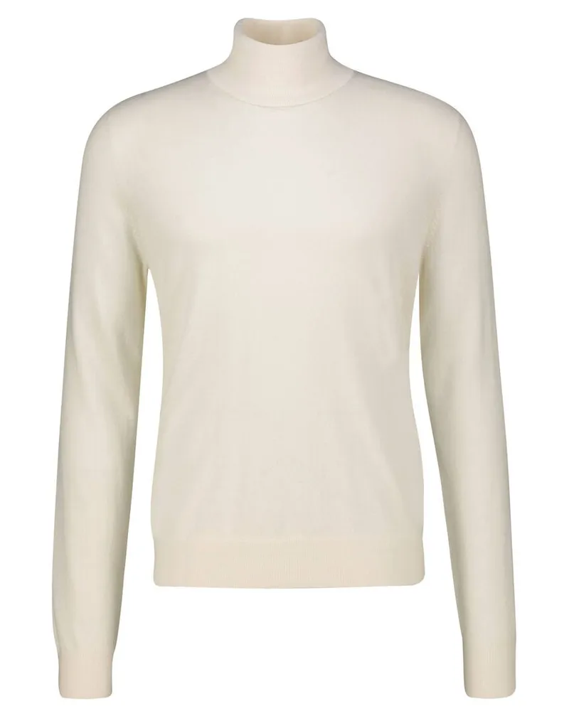 HUGO BOSS Herren Rollkragenpullover aus Kaschmir L-BERNARDO Weiss