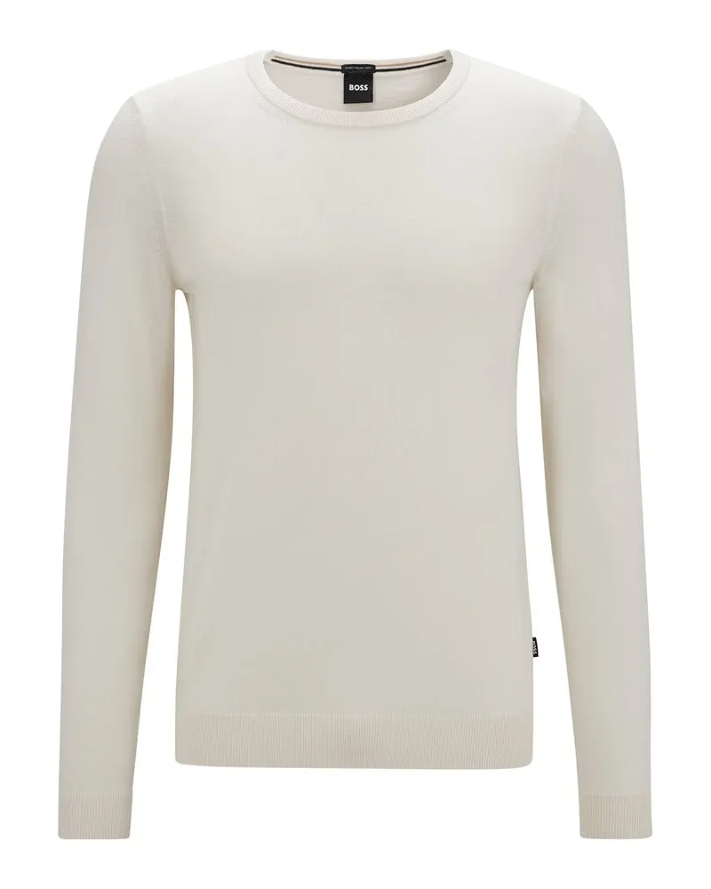 HUGO BOSS Herren Strickpullover aus Wolle LENO-P Weiss