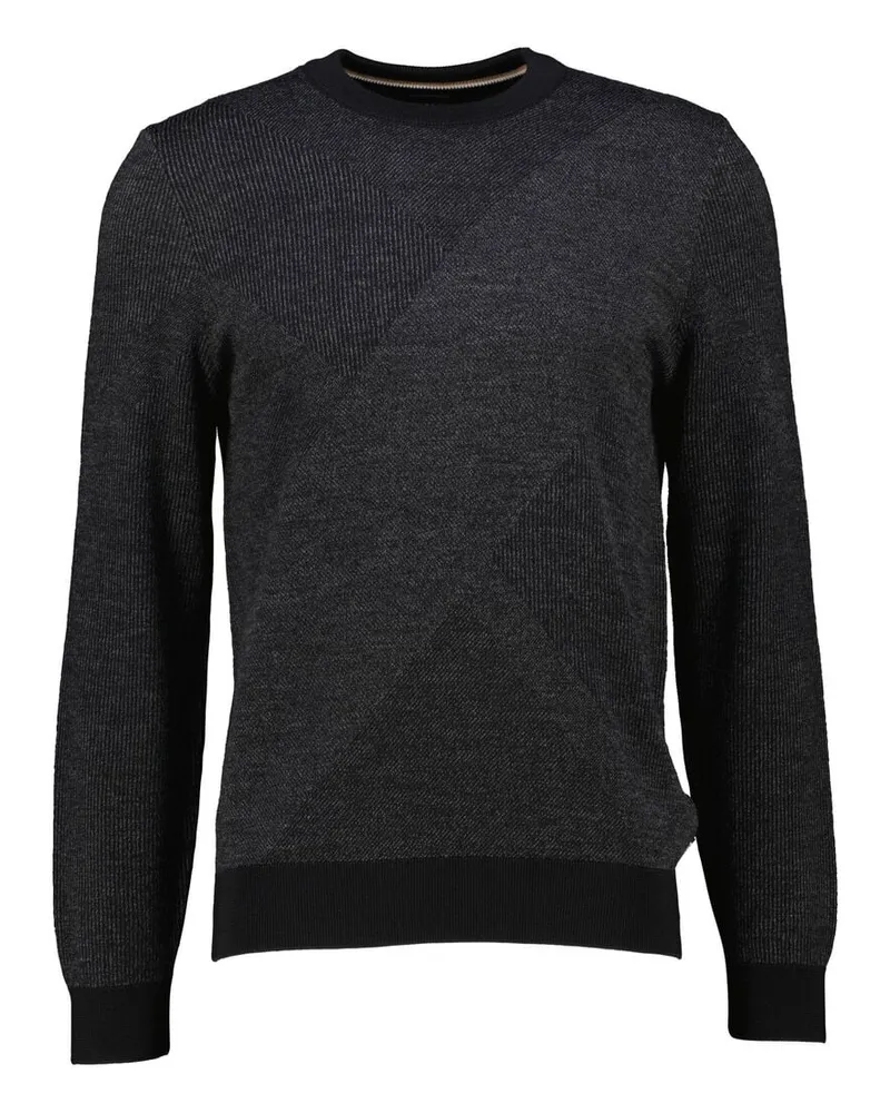 HUGO BOSS Herren Pullover aus Schurwolle Regular Fit Schwarz