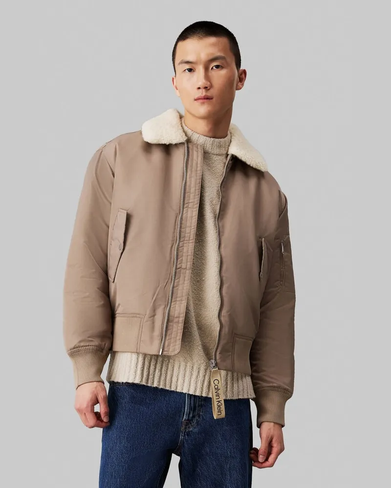 Calvin Klein Herren Jacke AVIATOR SHERPA Sand
