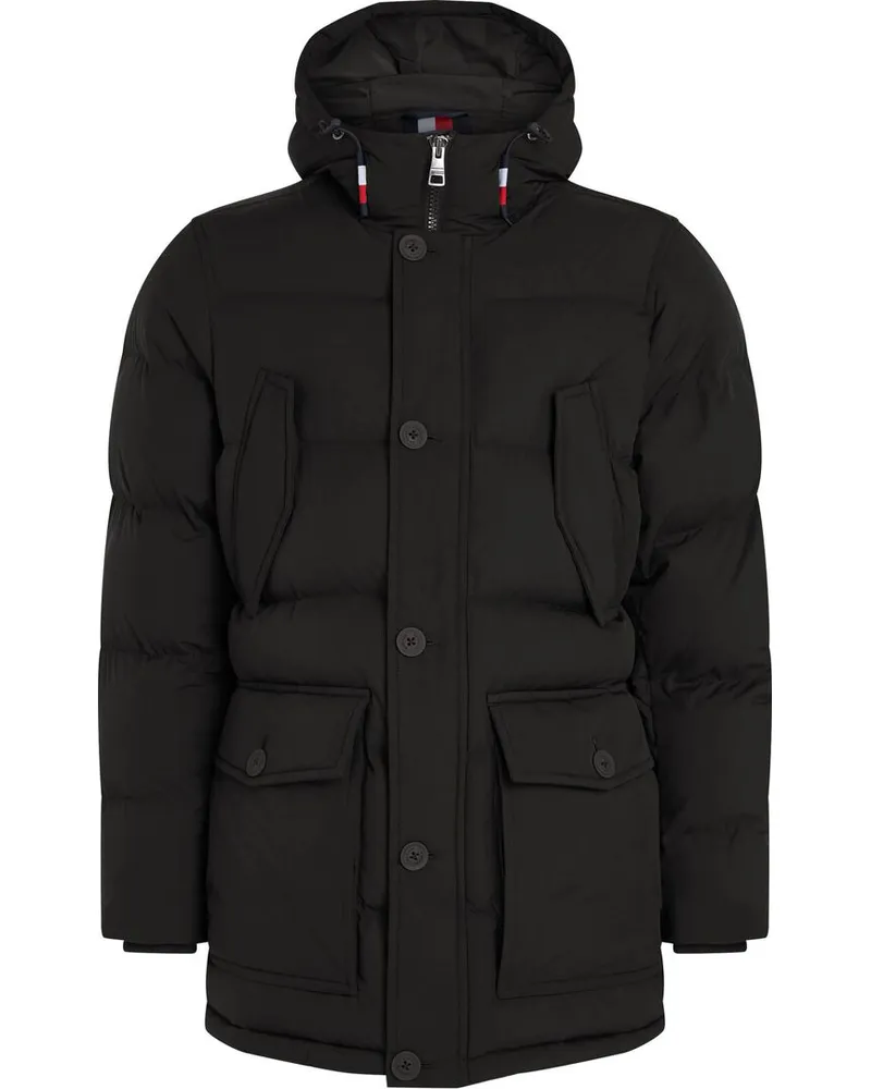 Tommy Hilfiger Herren Steppjacke mit Kapuze CL ESSENTIAL ROCKIE PARKA Schwarz