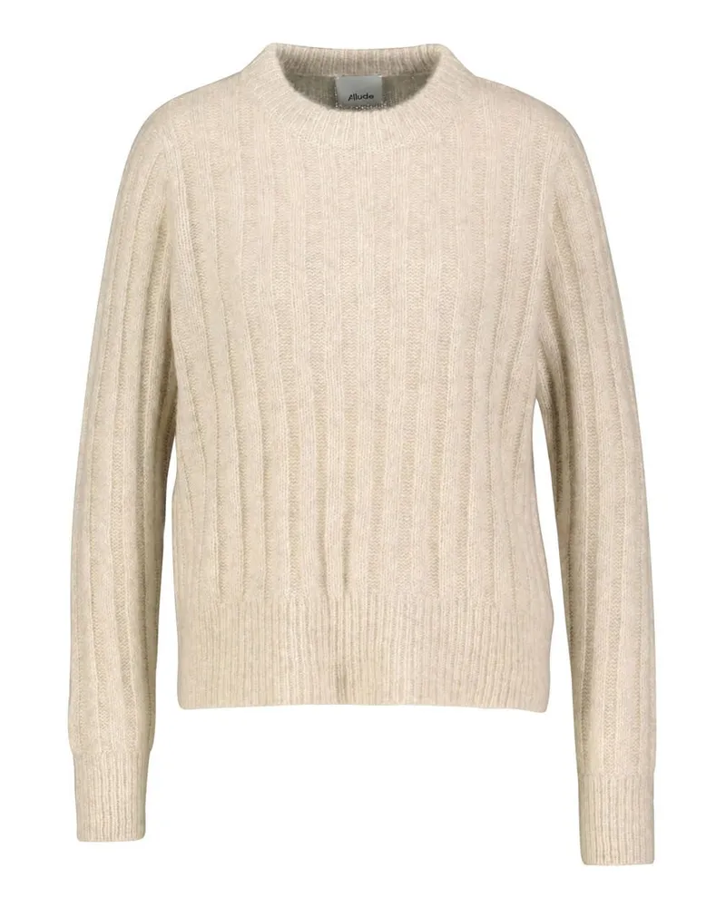 ALLUDE Damen Strickpullover aus Kaschmir und Seide Camel