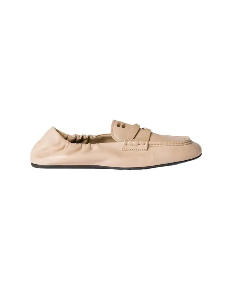 Miu Miu Damen Slipper aus Leder Sand