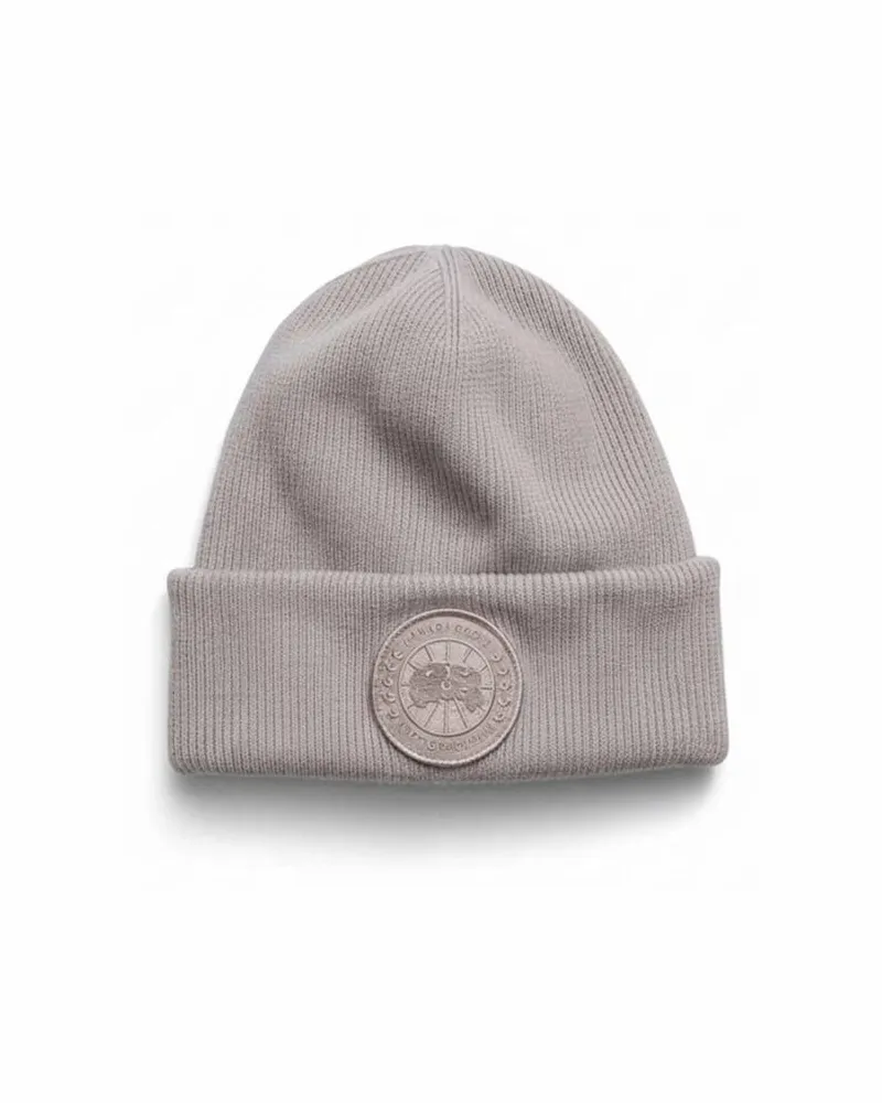 Canada Goose Herren Strickmütze BEANIE ARCTIC DISC TOQUE aus Wolle Silber