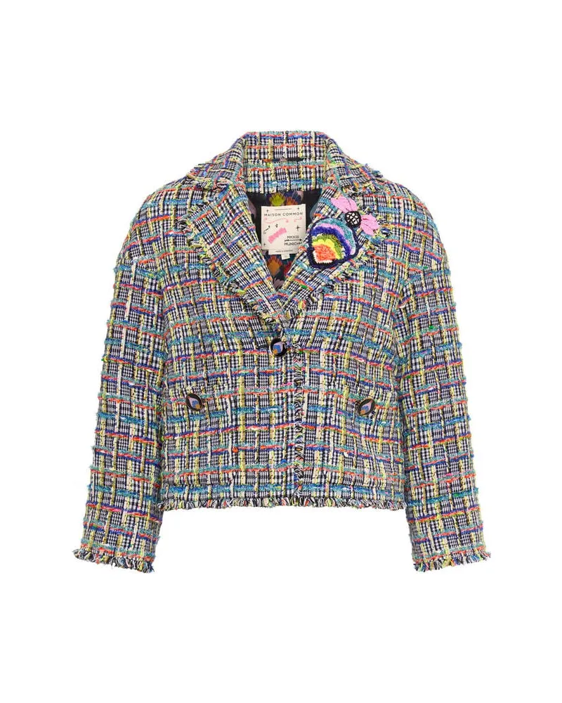 Maison Common Damen Tweedblazer mit gehäkeltem Detail Mehrfarbig