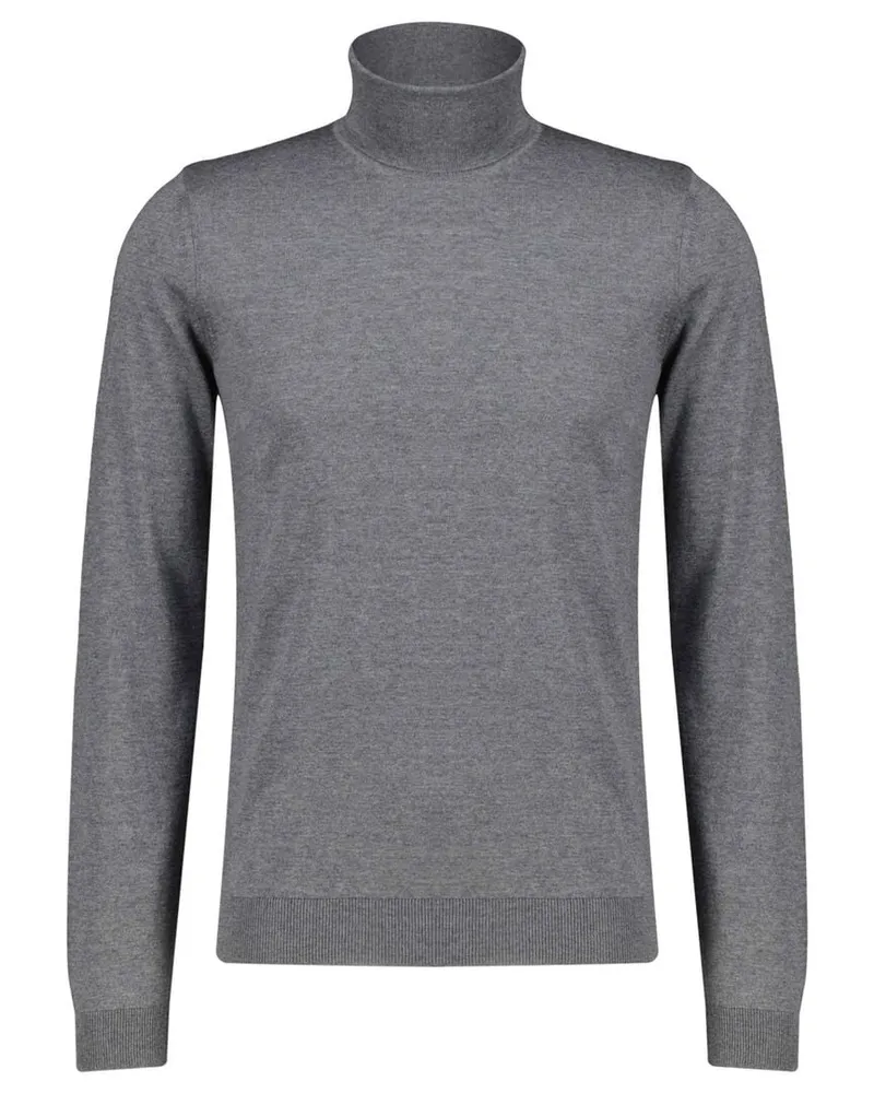 HUGO BOSS Herren Rollkragenpullover MUSSO-P aus Wolle Grau