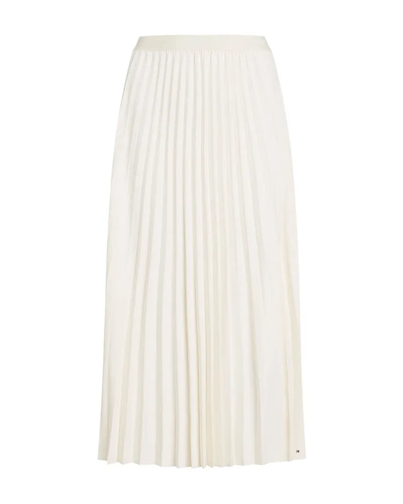 Tommy Hilfiger Damen Plisseerock FLUID PLEATED PULL ON MIDI SKIRT Offwhite