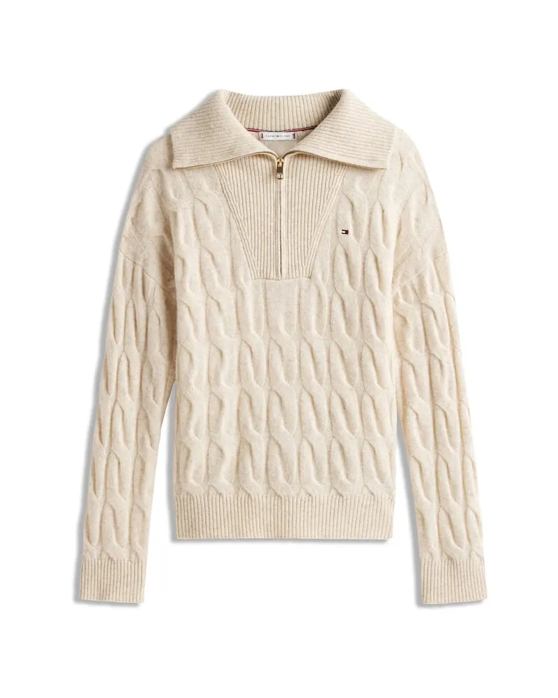 Tommy Hilfiger Damen Troyer aus Wolle Offwhite
