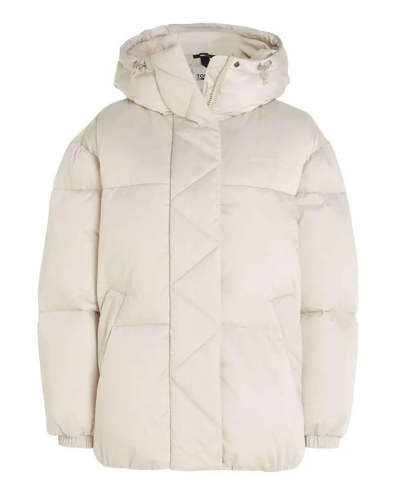 Tommy Hilfiger Damen Steppjacke mit Kapuze TJW OVR SATIN PUFFER Kitt