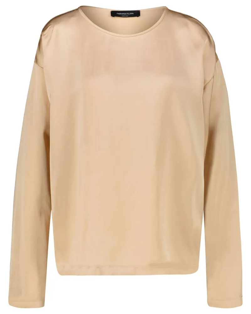 Fabiana Filippi Damen Blusentop aus Viskose-Satin Beige