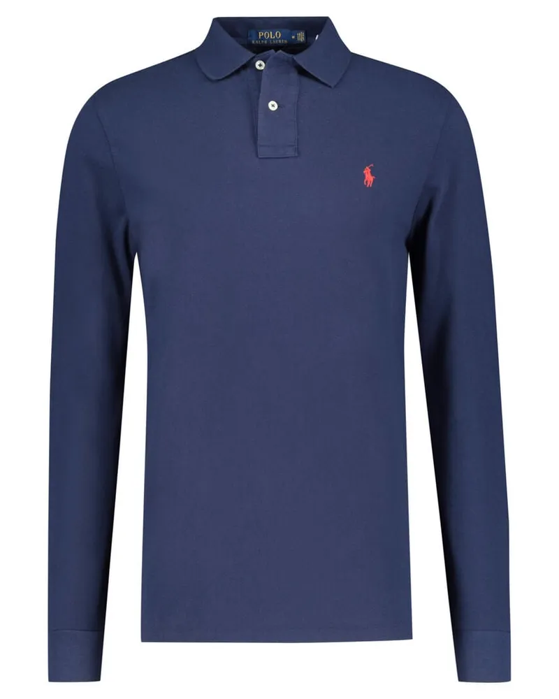 Ralph Lauren Herren Poloshirt Custom Slim Fit Langarm Marine