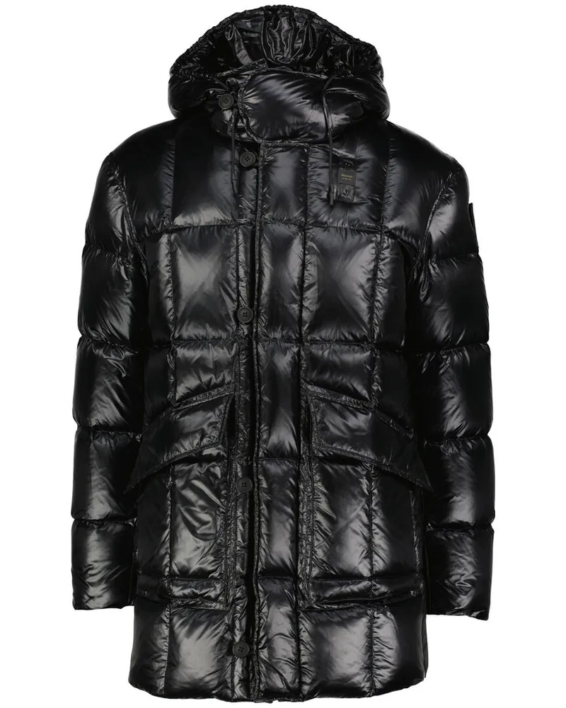 Blauer Herren Daunenmantel mit Kapuze TIVERTON Schwarz