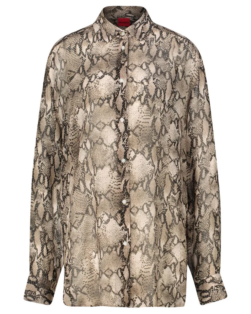 HUGO BOSS Damen Bluse mit Python-Print THE BOYFRIEND Oversized Fit Mehrfarbig